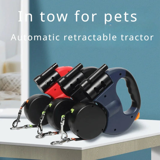 Automatic retractable two-end pet leash with flash Light