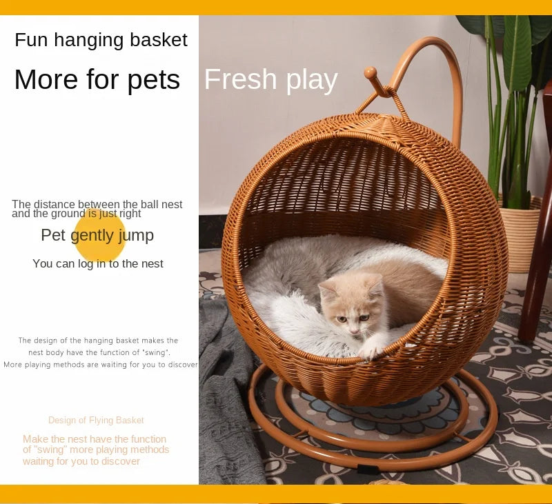 Rattan Pet Bed for Dogs & Cats