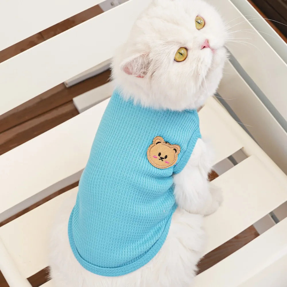Cat Clothes Waffle Bear Pet Vest Summer Teddy Chihuahua Small Dog Two legged Clothes Cat Puppy Clothes Pet Costume