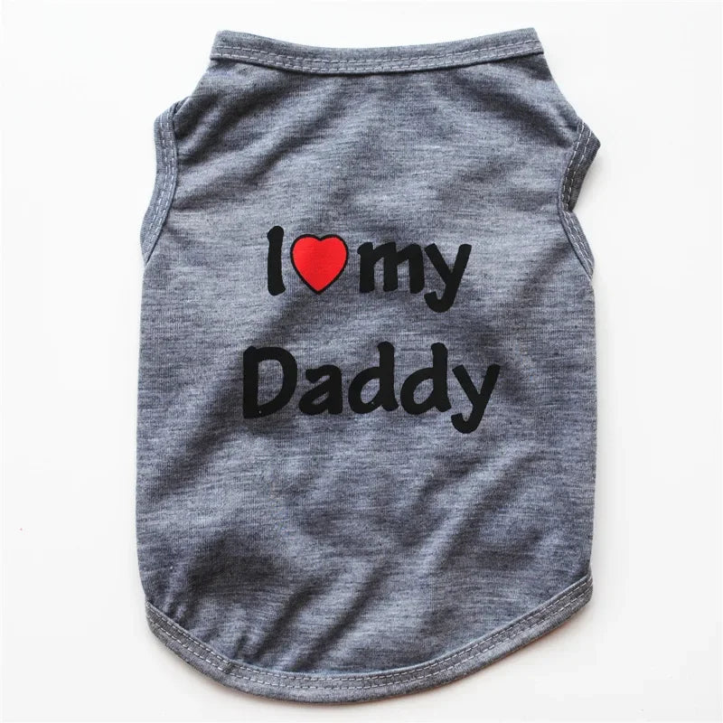 Pet Clothes Casual Puppy Dog Cat Clothing "I Love Mommy & Daddy" Print Cat Vest Tee Shirt 100% Cotton T-shirt Cat Kitten Apparel