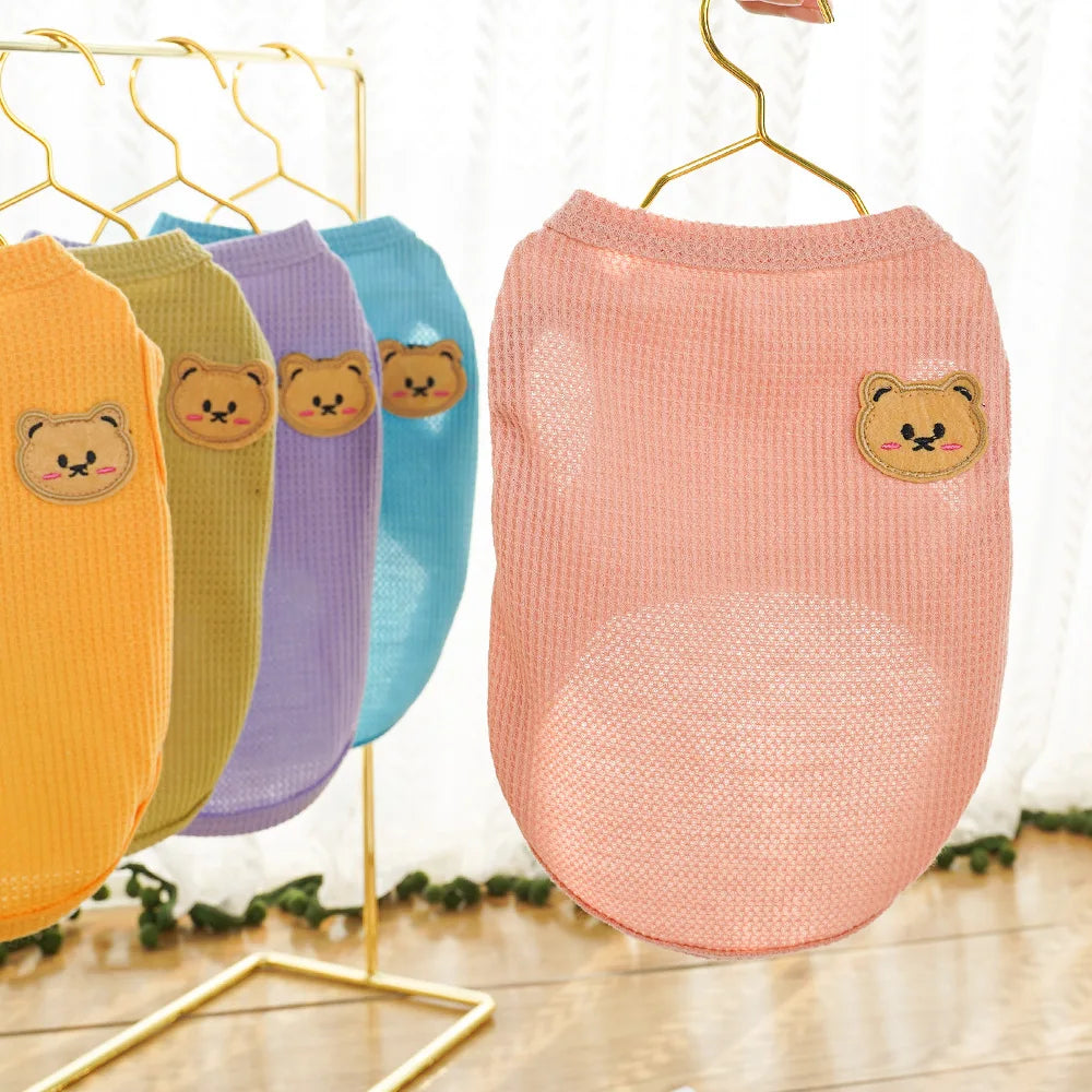 Cat Clothes Waffle Bear Pet Vest Summer Teddy Chihuahua Small Dog Two legged Clothes Cat Puppy Clothes Pet Costume