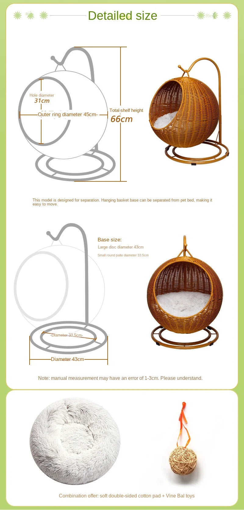 Rattan Pet Bed for Dogs & Cats