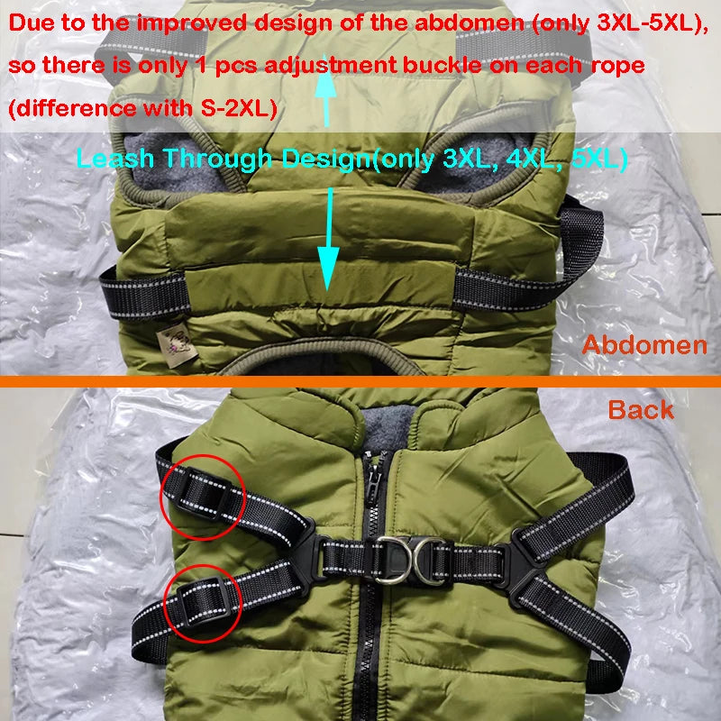 Waterproof Dog Winter Jacket with Harness - Waggy World