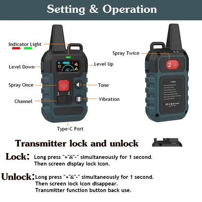 Pet Remote Spray Training Collar with Remote