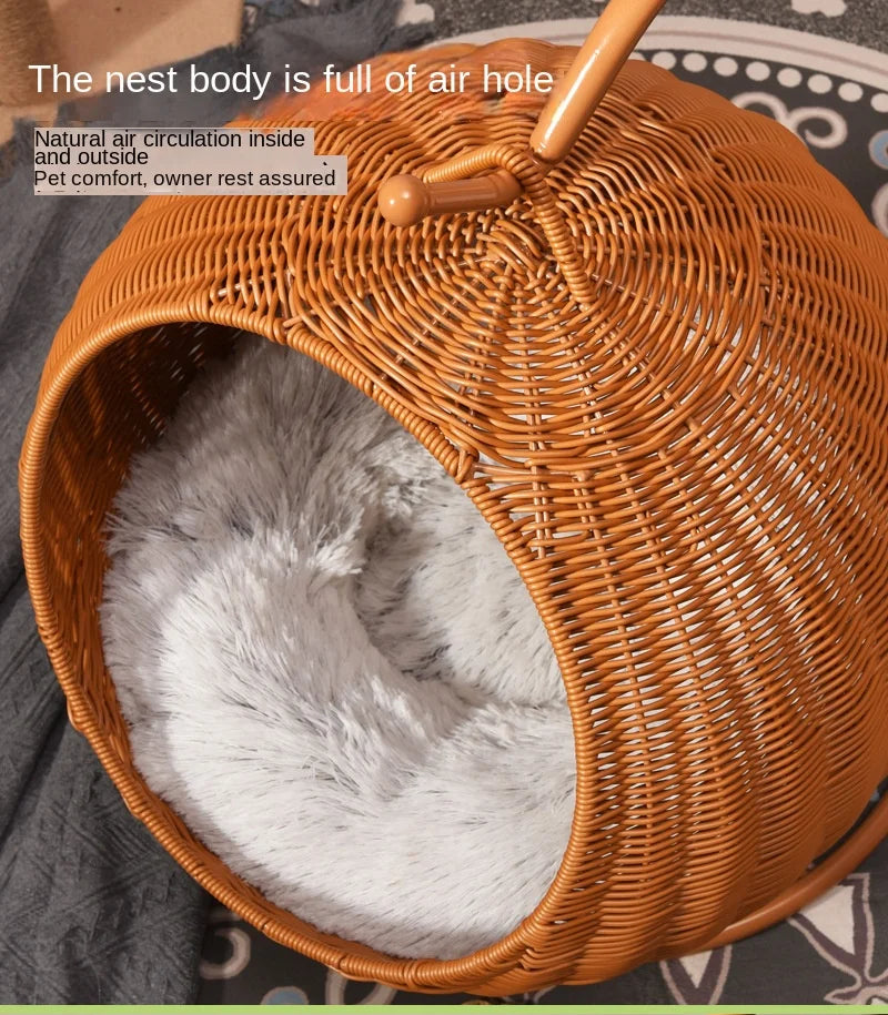 Rattan Pet Bed for Dogs & Cats