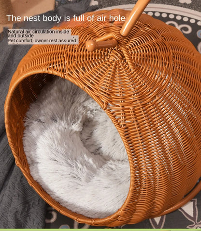 Rattan Pet Bed for Dogs & Cats
