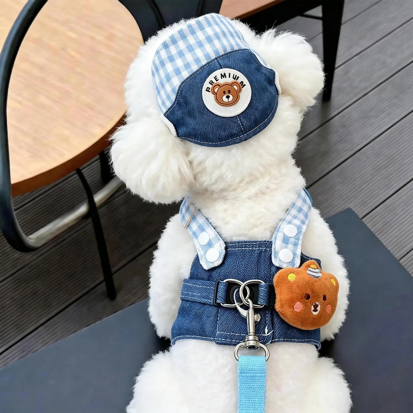Dog Clothes 2026 New Dog Harness and Leash Set Denim Pet Vest with Sun Hat for Small Dogs Cats Puppy