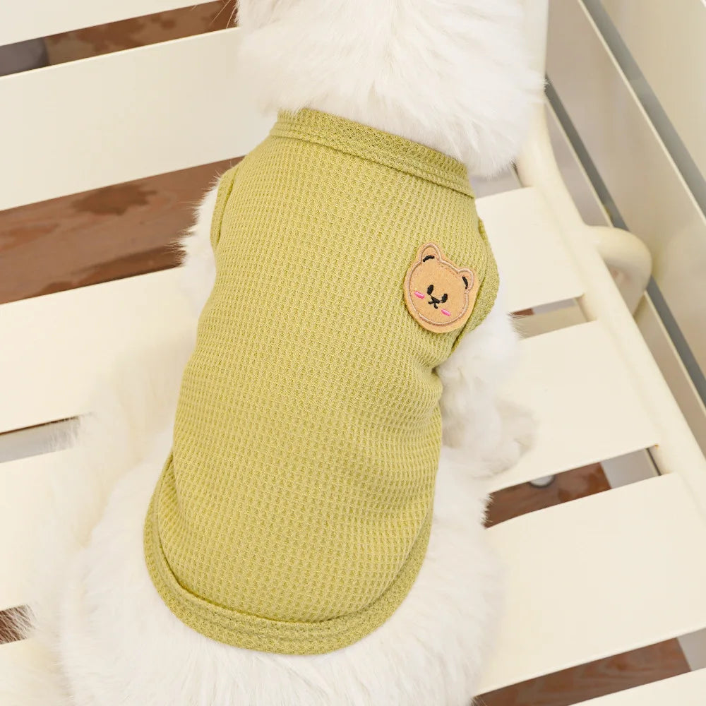 Cat Clothes Waffle Bear Pet Vest Summer Teddy Chihuahua Small Dog Two legged Clothes Cat Puppy Clothes Pet Costume