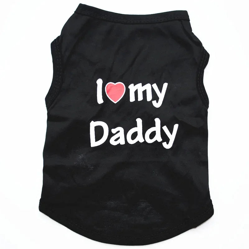 Pet Clothes Casual Puppy Dog Cat Clothing "I Love Mommy & Daddy" Print Cat Vest Tee Shirt 100% Cotton T-shirt Cat Kitten Apparel