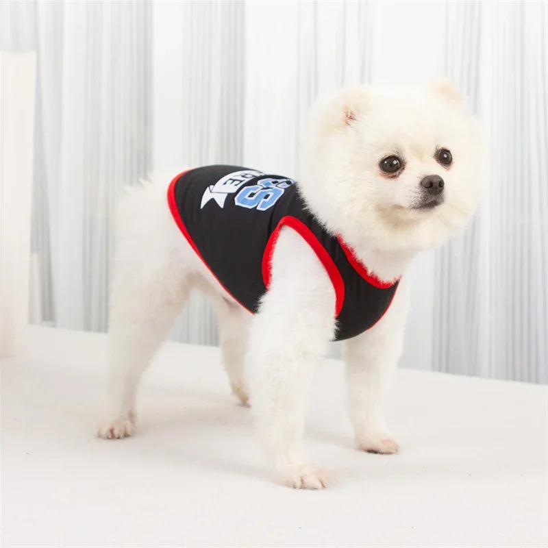 Summer Cotton Pet Vest for Small Dogs Cats Letter Print Dog T-shirts Puppy Clothing
