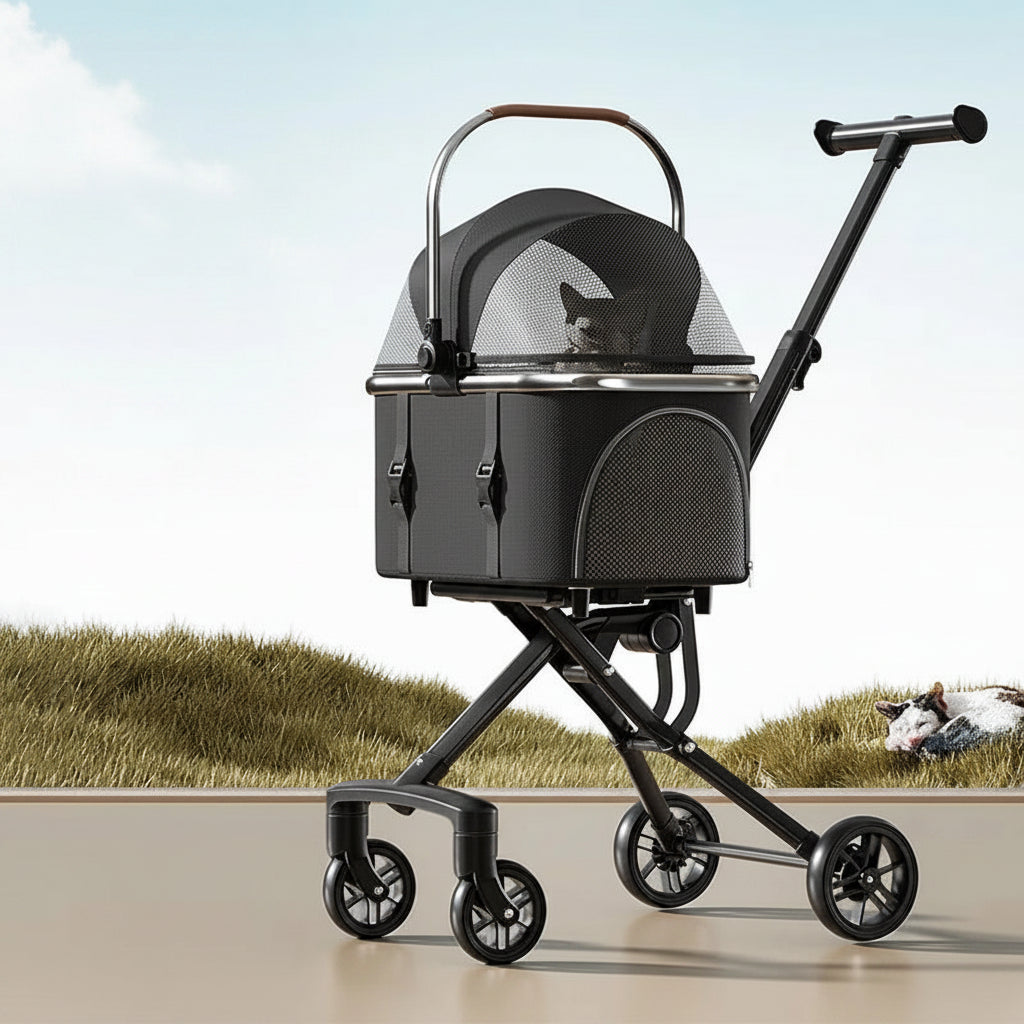 Pet Stroller with Detachable Carrier