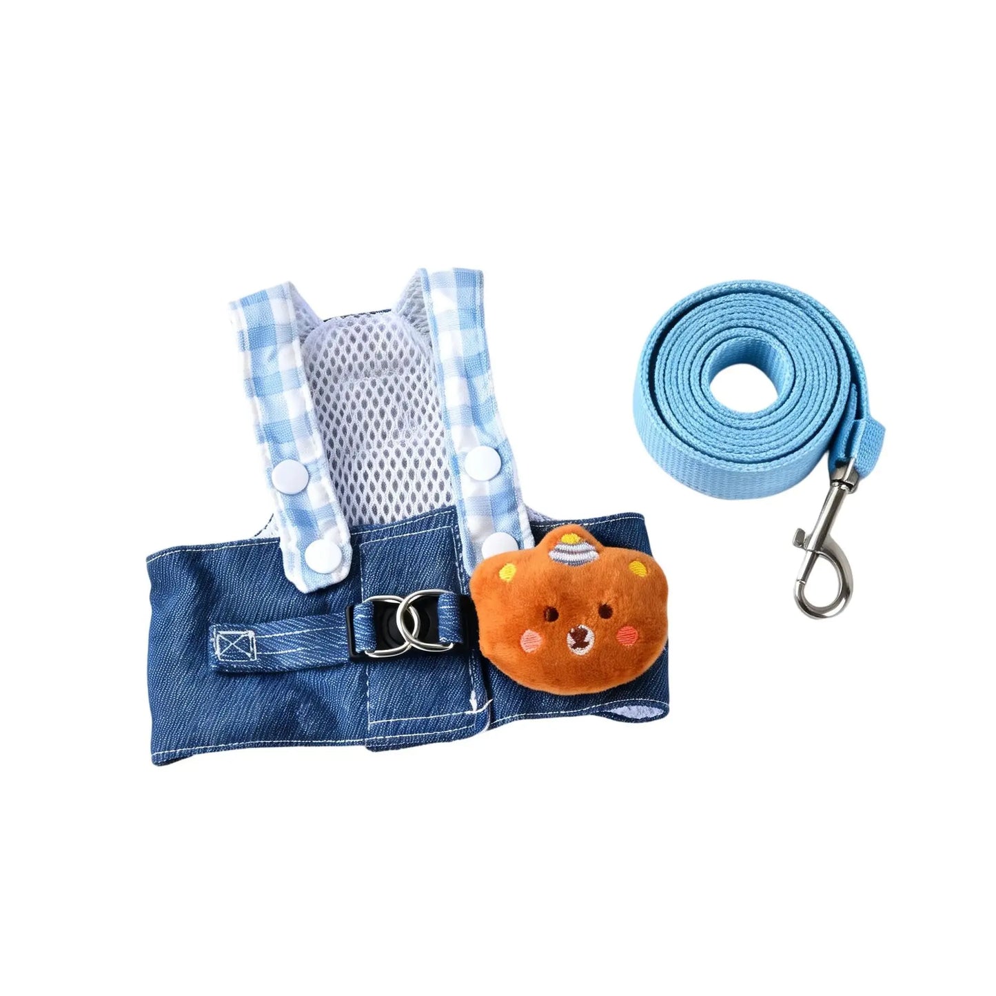Dog Clothes 2026 New Dog Harness and Leash Set Denim Pet Vest with Sun Hat for Small Dogs Cats Puppy