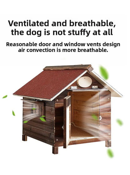Solid Wood Outdoor Dog Kennel Wooden Large  Hut Antiseptic Cat House Cage Dog House All Seasons Dog Villa