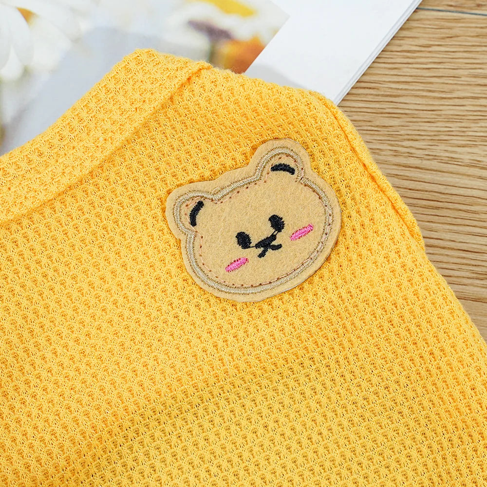 Cat Clothes Waffle Bear Pet Vest Summer Teddy Chihuahua Small Dog Two legged Clothes Cat Puppy Clothes Pet Costume