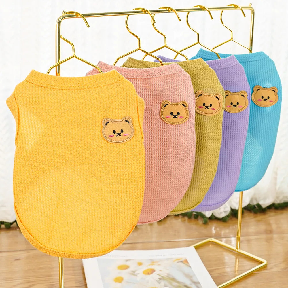 Cat Clothes Waffle Bear Pet Vest Summer Teddy Chihuahua Small Dog Two legged Clothes Cat Puppy Clothes Pet Costume
