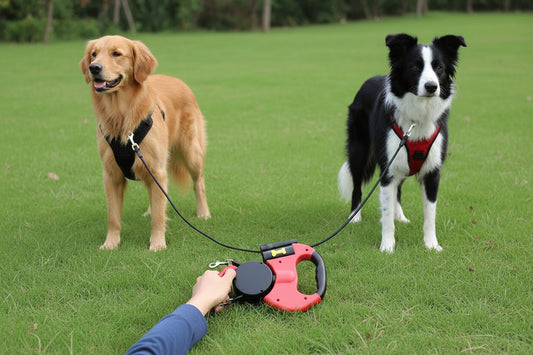 Retractable two-Pet Leash with Flash Light