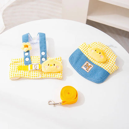 Dog Clothes 2026 New Dog Harness and Leash Set Denim Pet Vest with Sun Hat for Small Dogs Cats Puppy